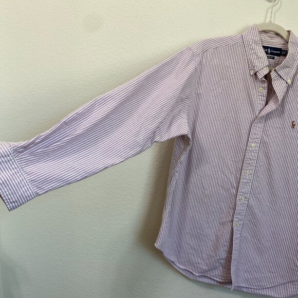 Ralph Lauren Classic Fit Purple White Stripe Button Down Shirt 16 1/2 - Picture 2 of 6